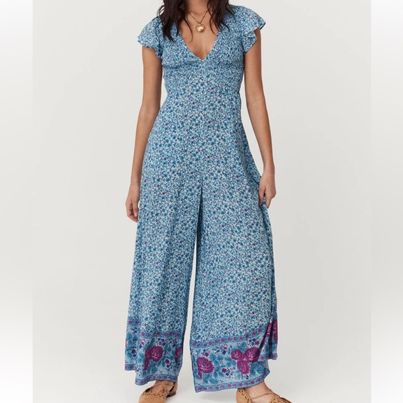 Spell Love Jetty Shirred Jumpsuit in Blue Nirvana - Picture 5 of 10